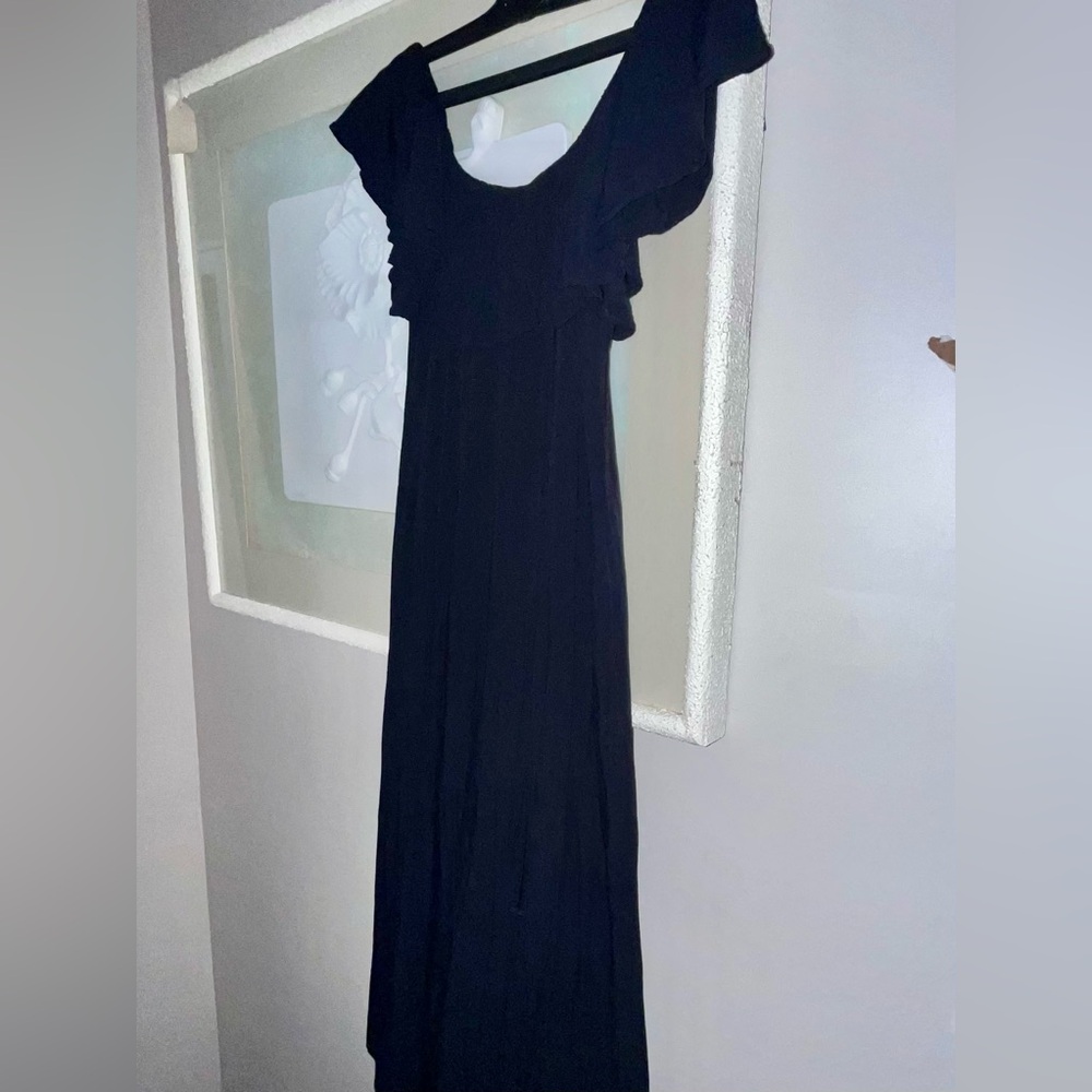 Amuse Society black sz small dress on/off shoulder, NWOT, ankle length, lined